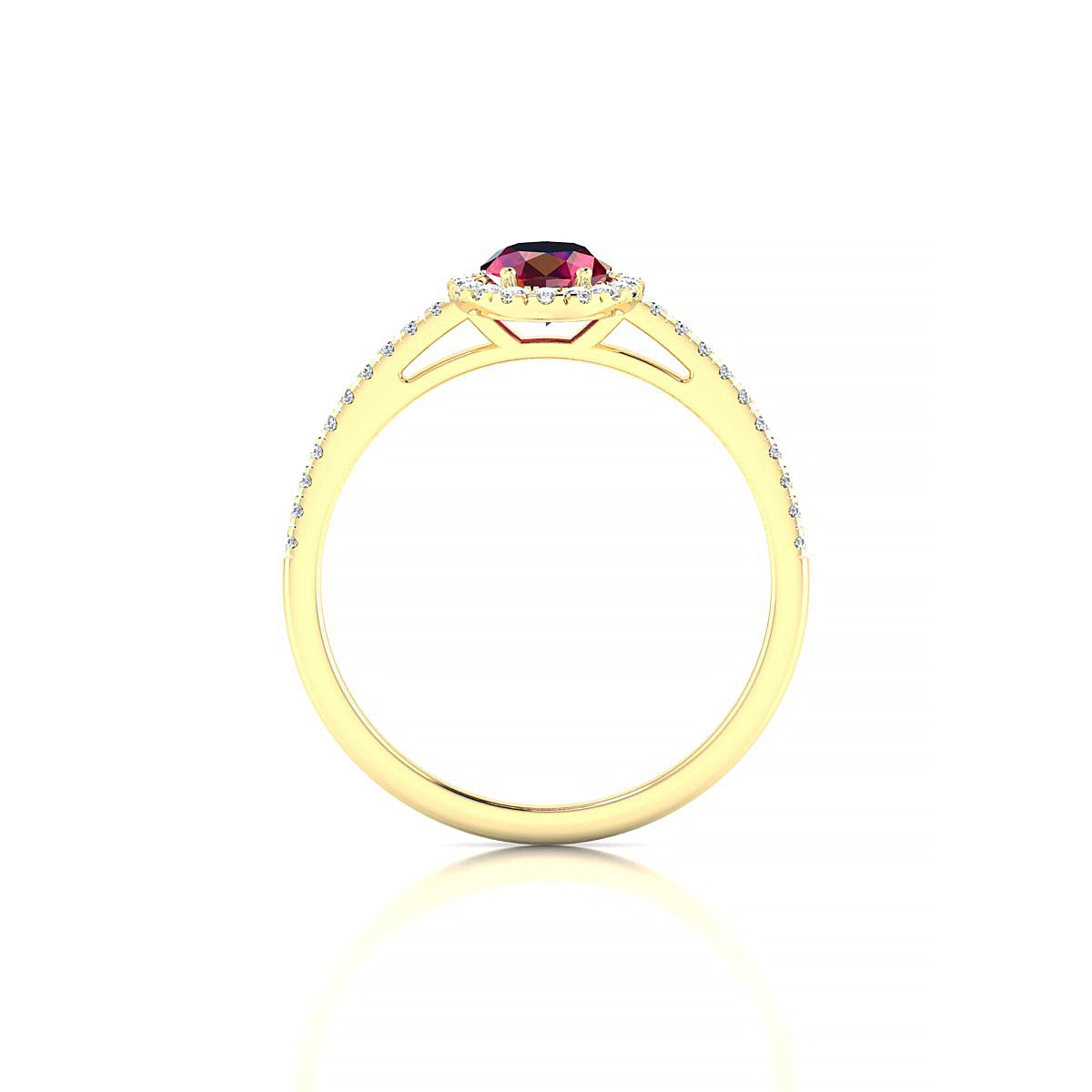 Sunrise | 18k Yellow Gold 7 x 5 mm Oval Ruby Ring