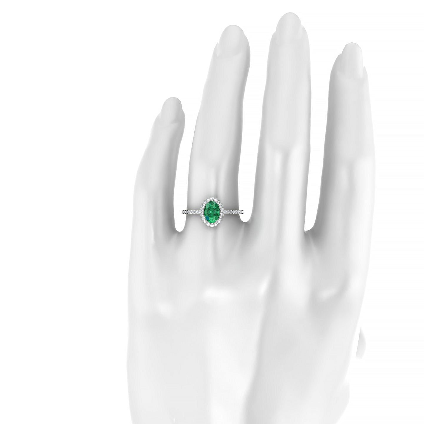Sunrise | 18k White Gold 7 x 5 mm Oval Emerald Ring