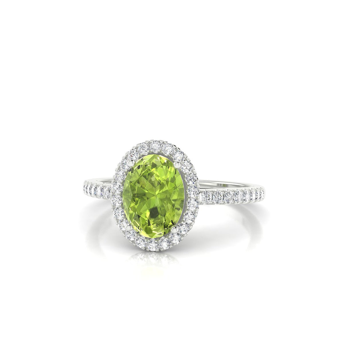 Sunrise | 18k White Gold 8 x 6 mm Oval Peridot Ring