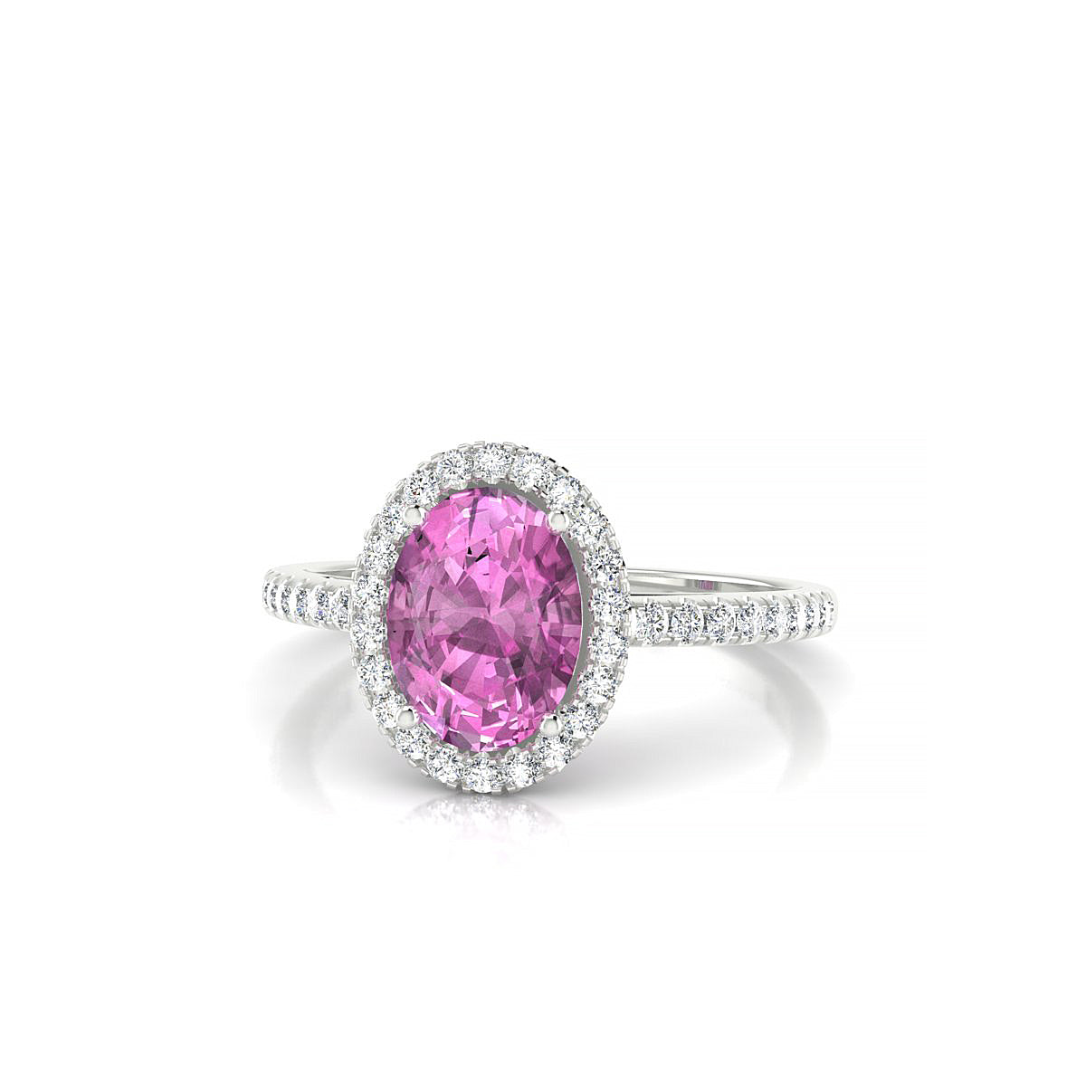 Sunrise | 18k White Gold 8 x 6 mm Oval Pink Sapphire Ring