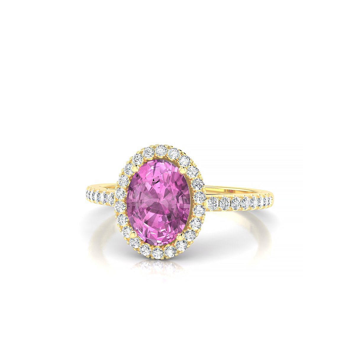 Sunrise | 18k Yellow Gold 8 x 6 mm Oval Pink Sapphire Ring