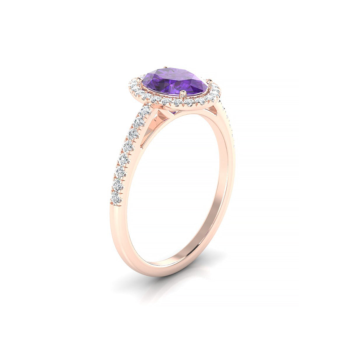 Sunrise | 18k Rose Gold 8 x 6 mm Oval Amethyst Ring