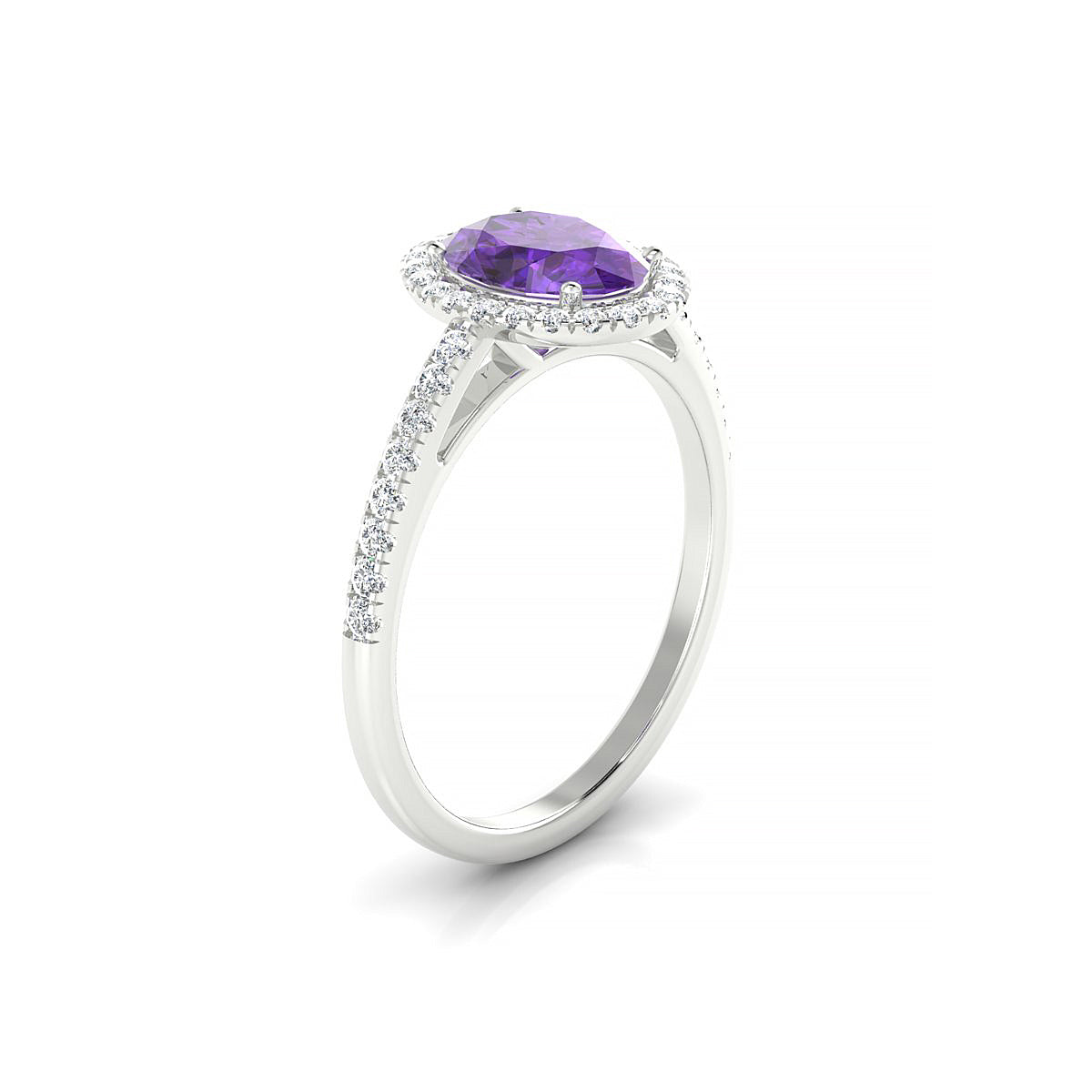 Sunrise | 18k White Gold 8 x 6 mm Oval Amethyst Ring