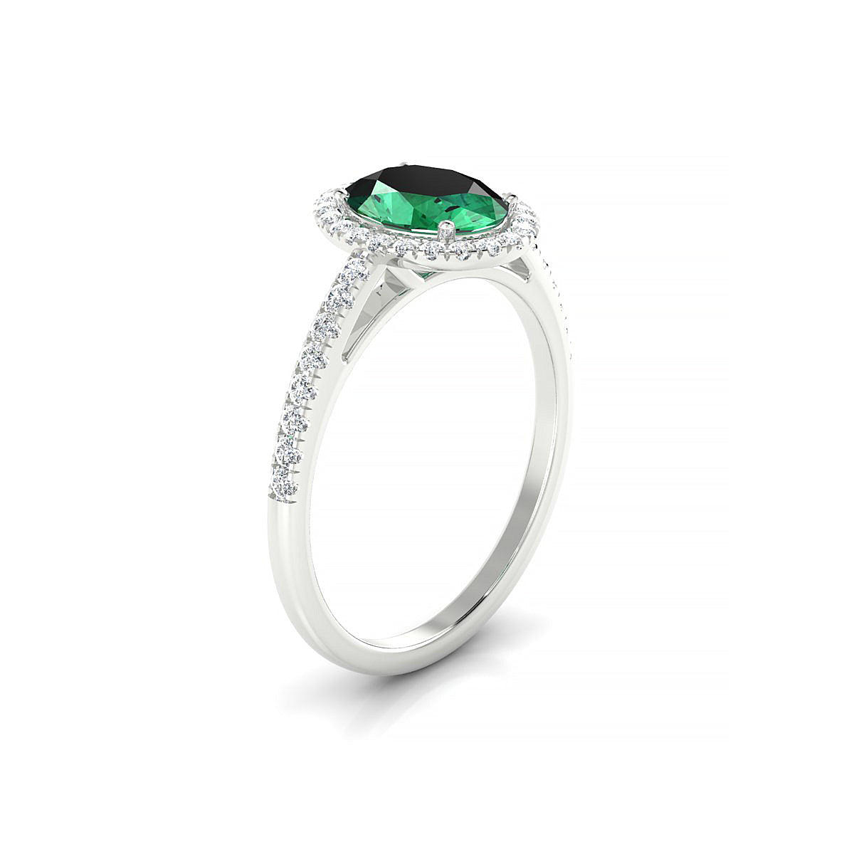 Sunrise | 18k White Gold 8 x 6 mm Oval Emerald Ring