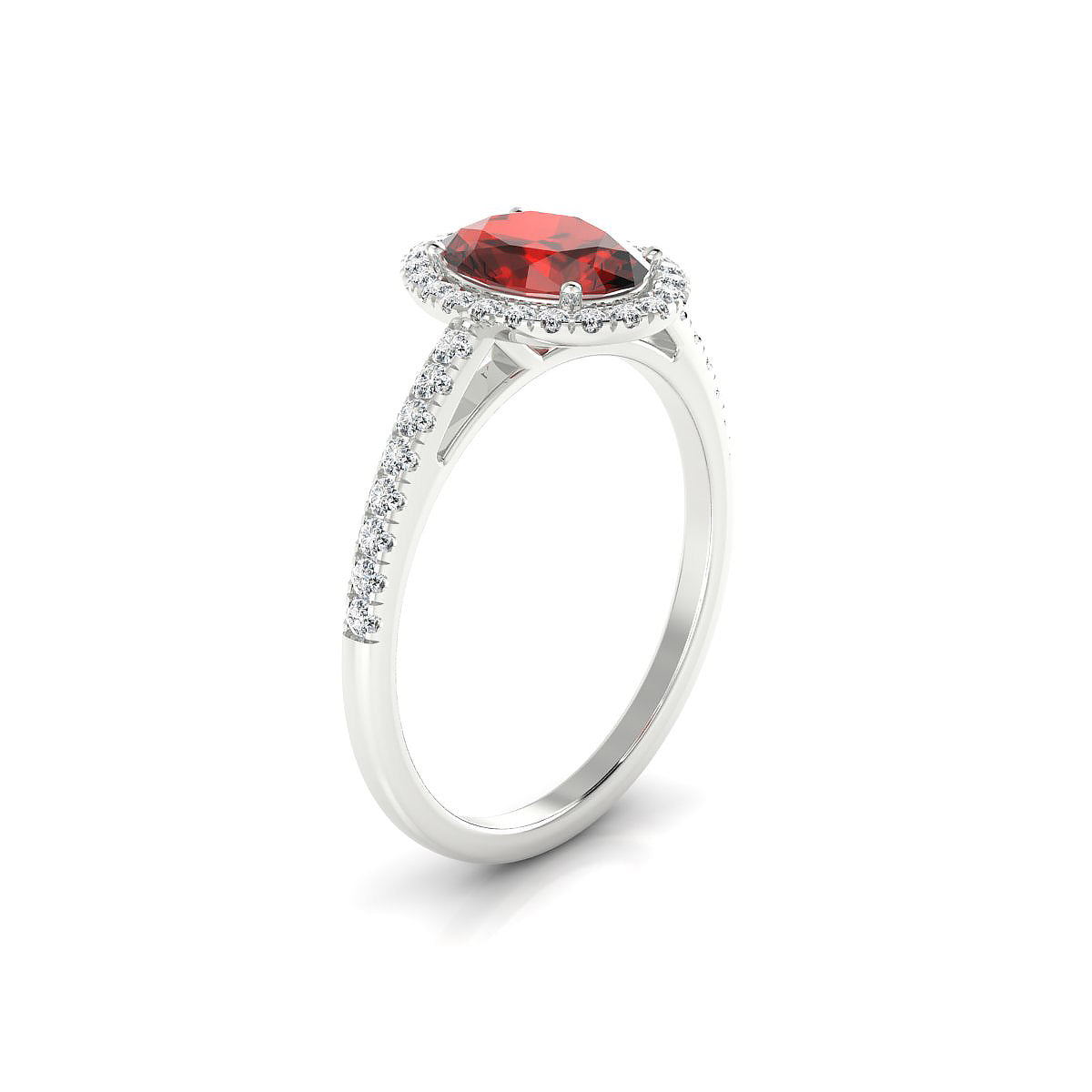Sunrise | 18k White Gold 8 x 6 mm Oval Garnet Ring