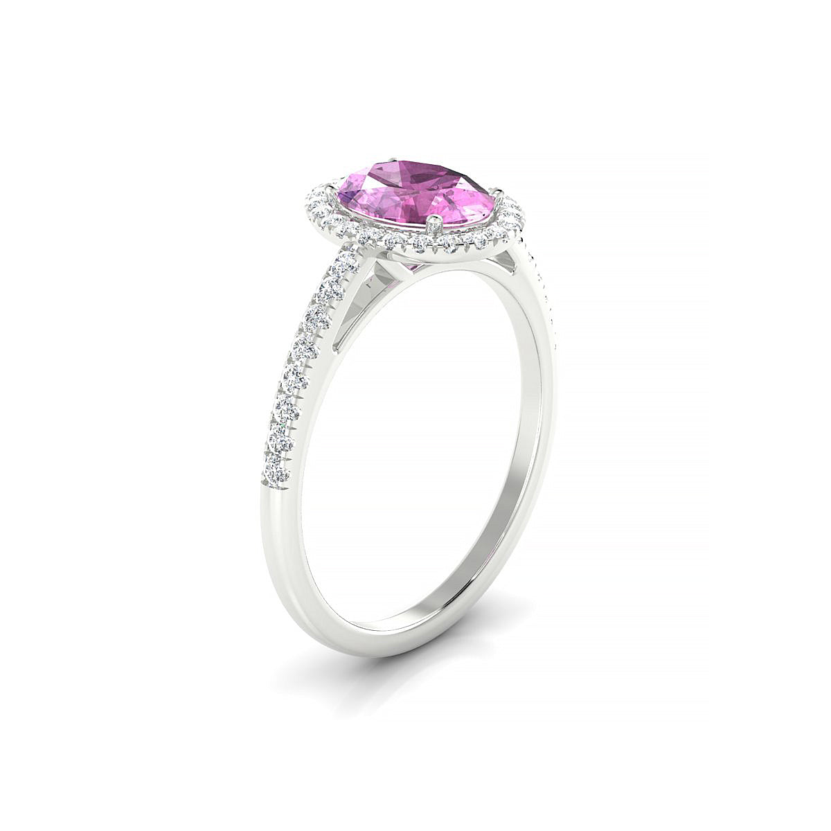 Sunrise | 18k White Gold 8 x 6 mm Oval Pink Sapphire Ring