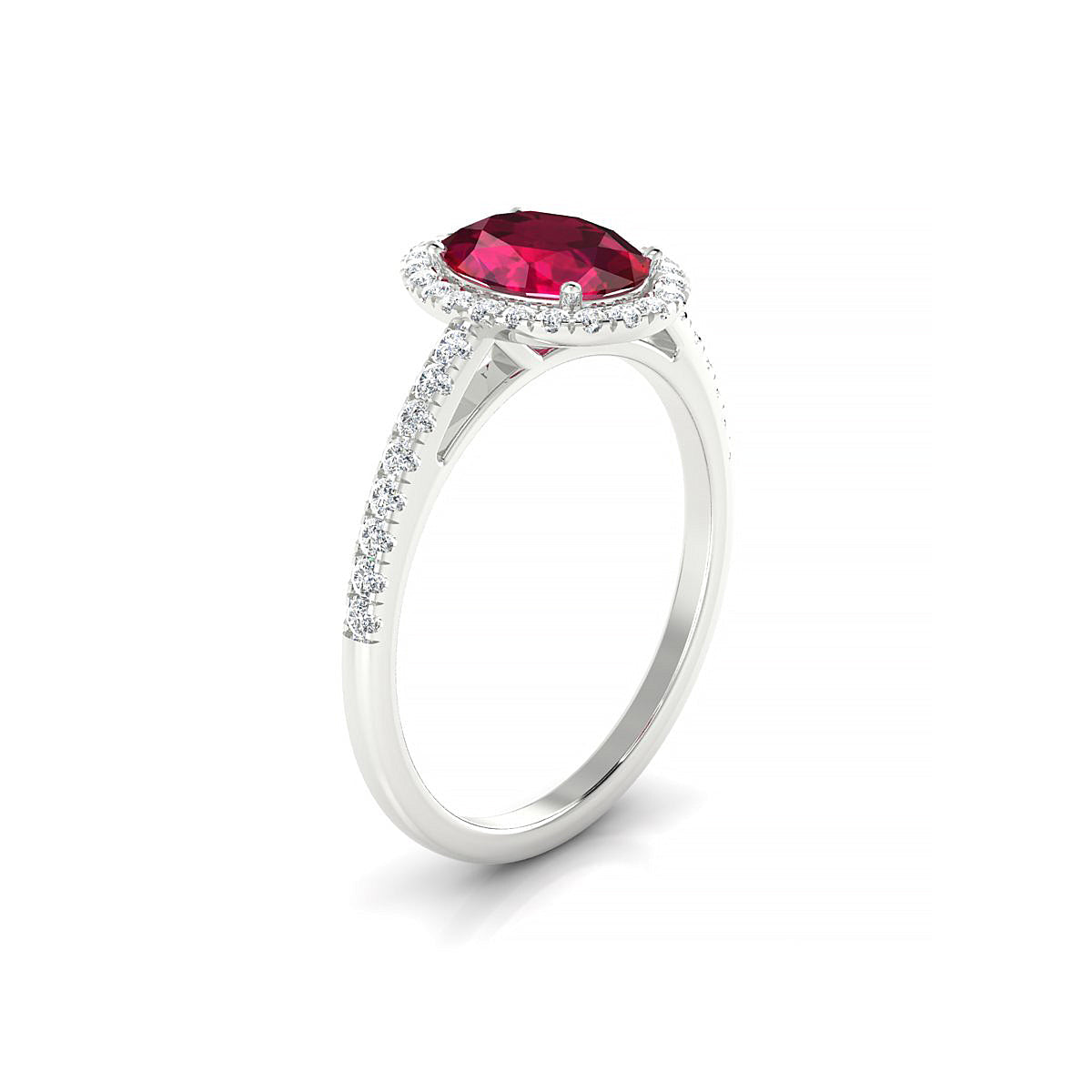 Sunrise | 18k White Gold 8 x 6 mm Oval Ruby Ring