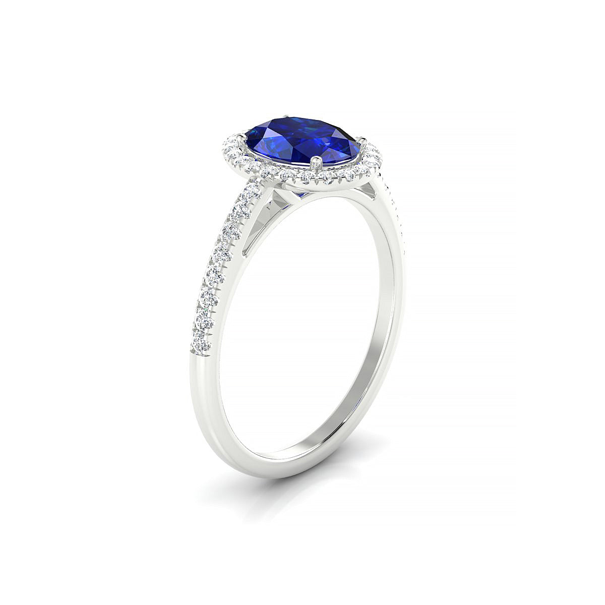 Sunrise | 18k White Gold 8 x 6 mm Oval Sapphire Ring