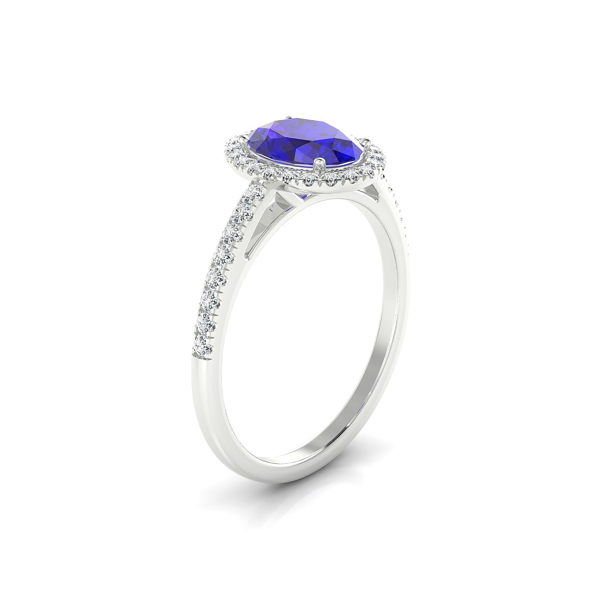 Sunrise | 18k White Gold 8 x 6 mm Oval Tanzanite Ring