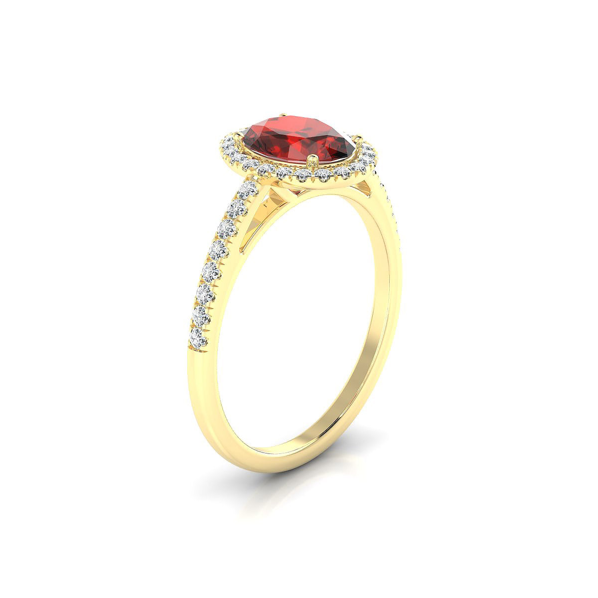 Sunrise | 18k Yellow Gold 8 x 6 mm Oval Garnet Ring