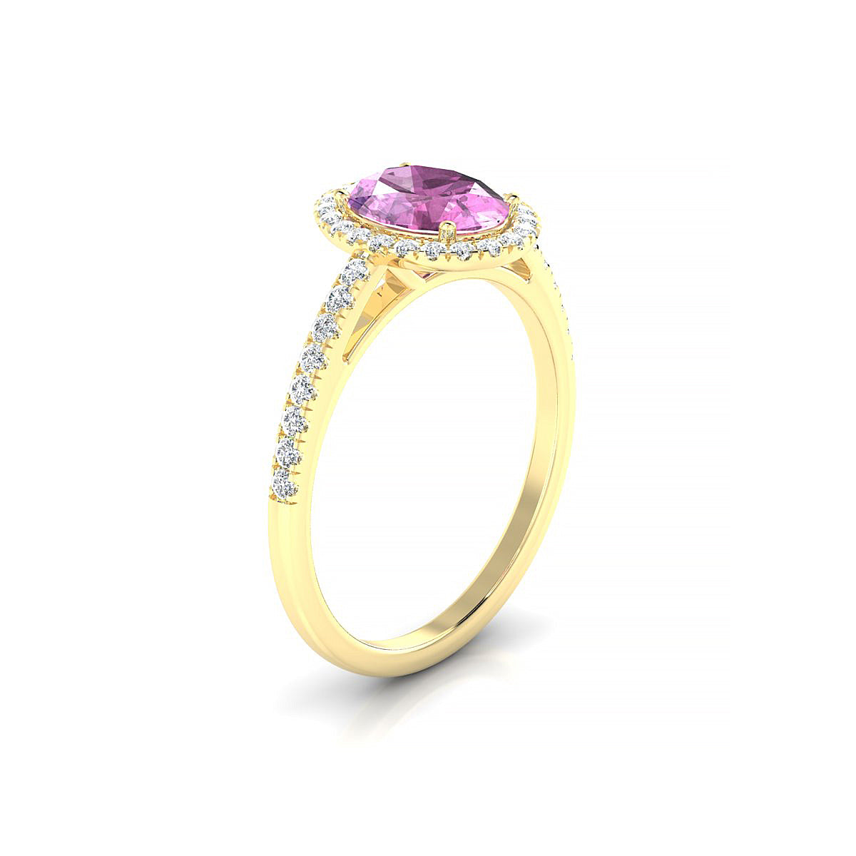 Sunrise | 18k Yellow Gold 8 x 6 mm Oval Pink Sapphire Ring