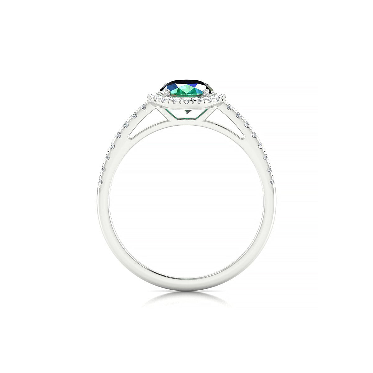 Sunrise | 18k White Gold 8 x 6 mm Oval Emerald Ring