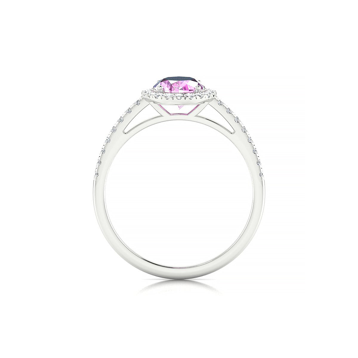 Sunrise | 18k White Gold 8 x 6 mm Oval Pink Sapphire Ring