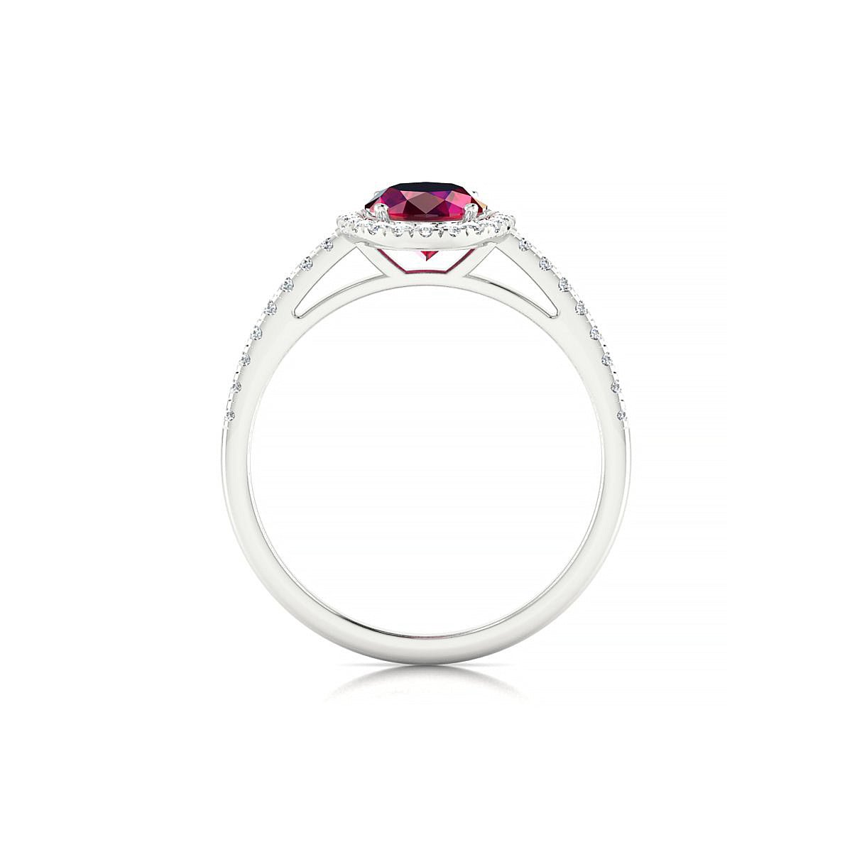 Sunrise | 18k White Gold 8 x 6 mm Oval Ruby Ring
