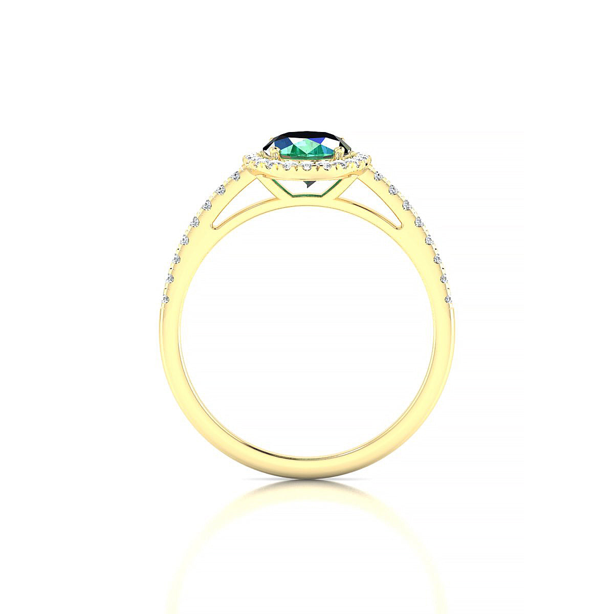 Sunrise | 18k Yellow Gold 8 x 6 mm Oval Emerald Ring