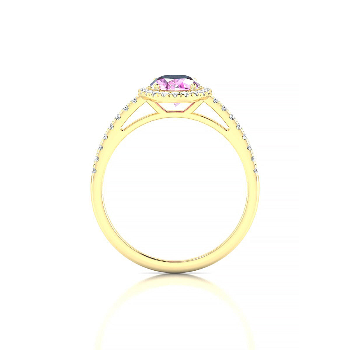 Sunrise | 18k Yellow Gold 8 x 6 mm Oval Pink Sapphire Ring