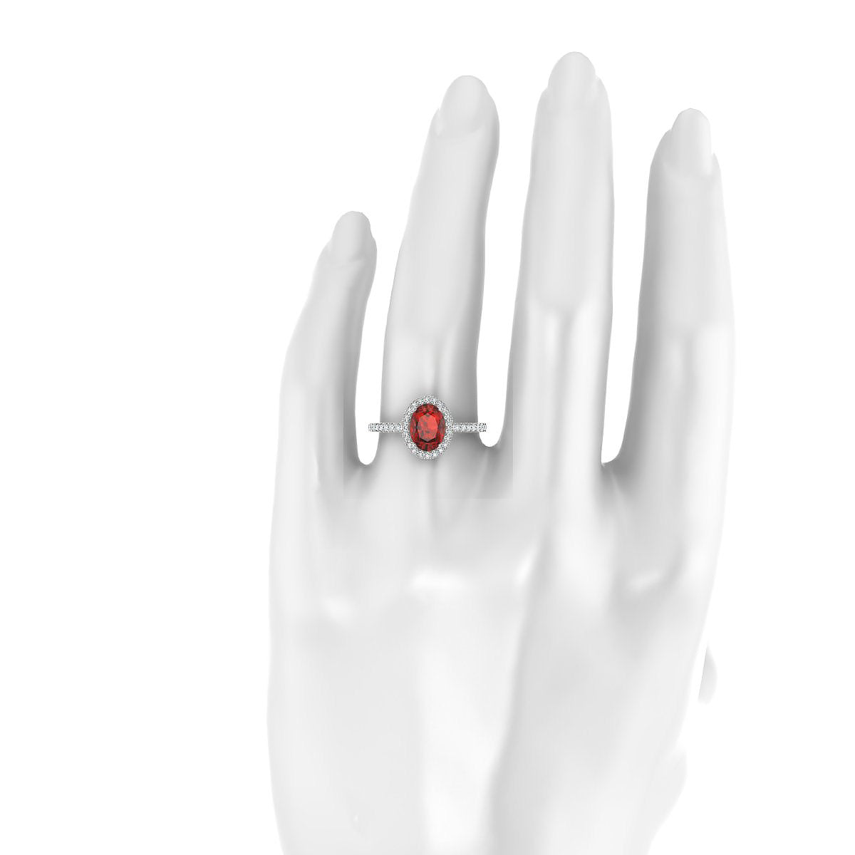 Sunrise | 18k White Gold 8 x 6 mm Oval Garnet Ring