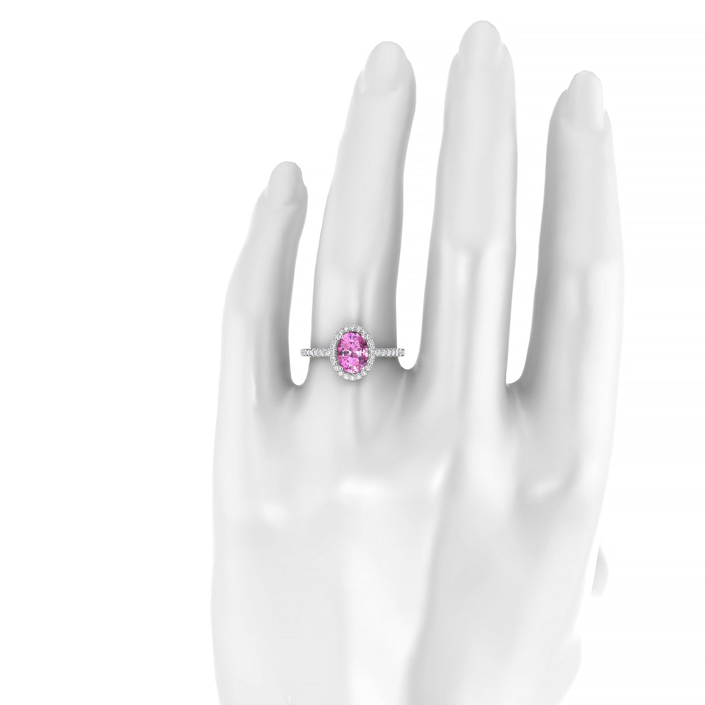 Sunrise | 18k White Gold 8 x 6 mm Oval Pink Sapphire Ring