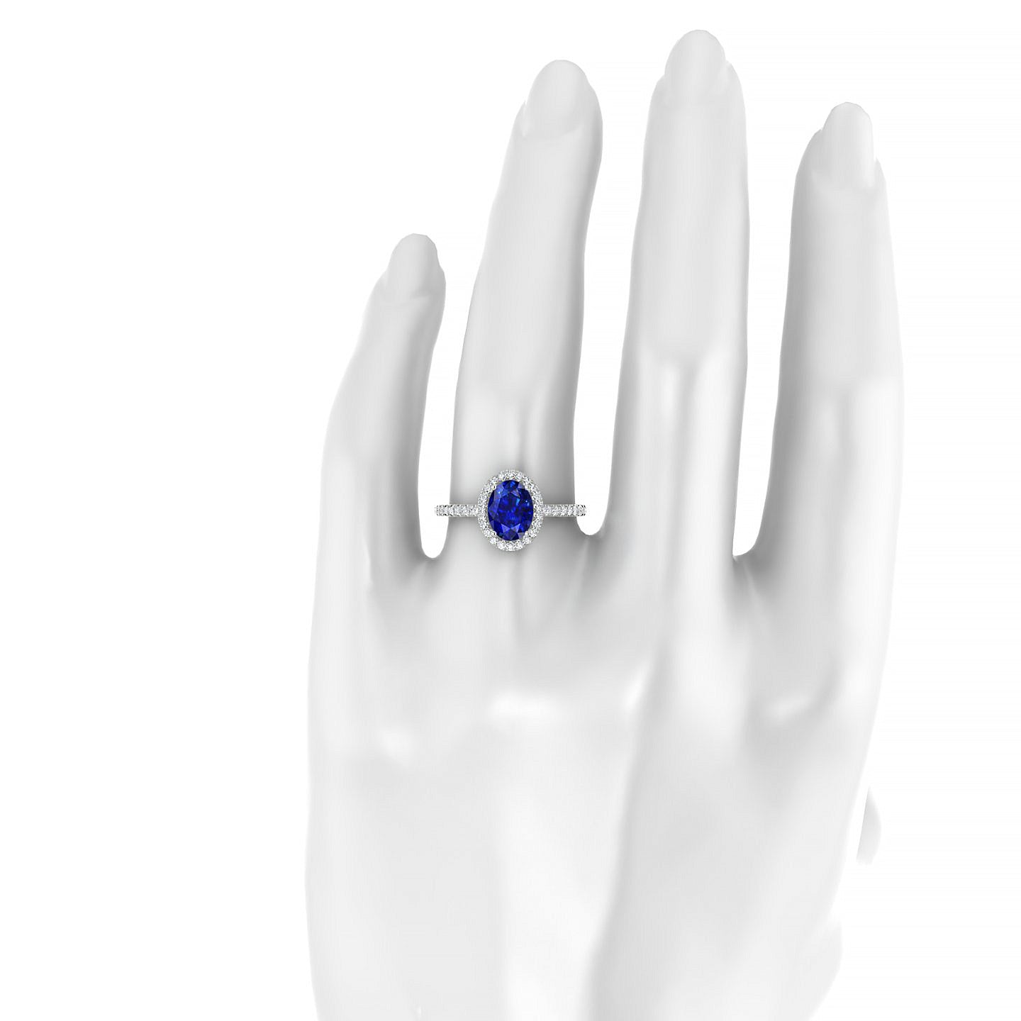 Sunrise | 18k White Gold 8 x 6 mm Oval Sapphire Ring
