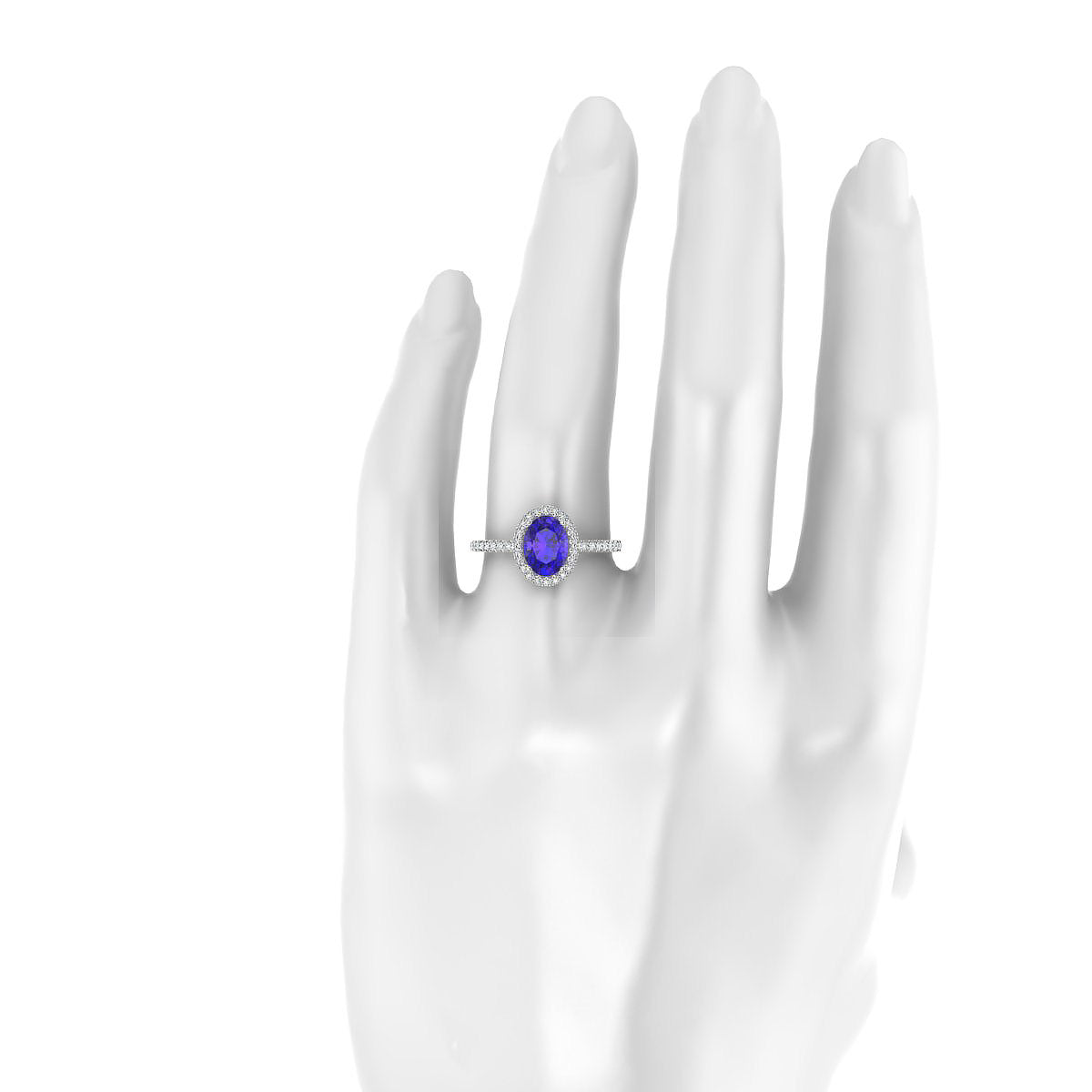 Sunrise | 18k White Gold 8 x 6 mm Oval Tanzanite Ring
