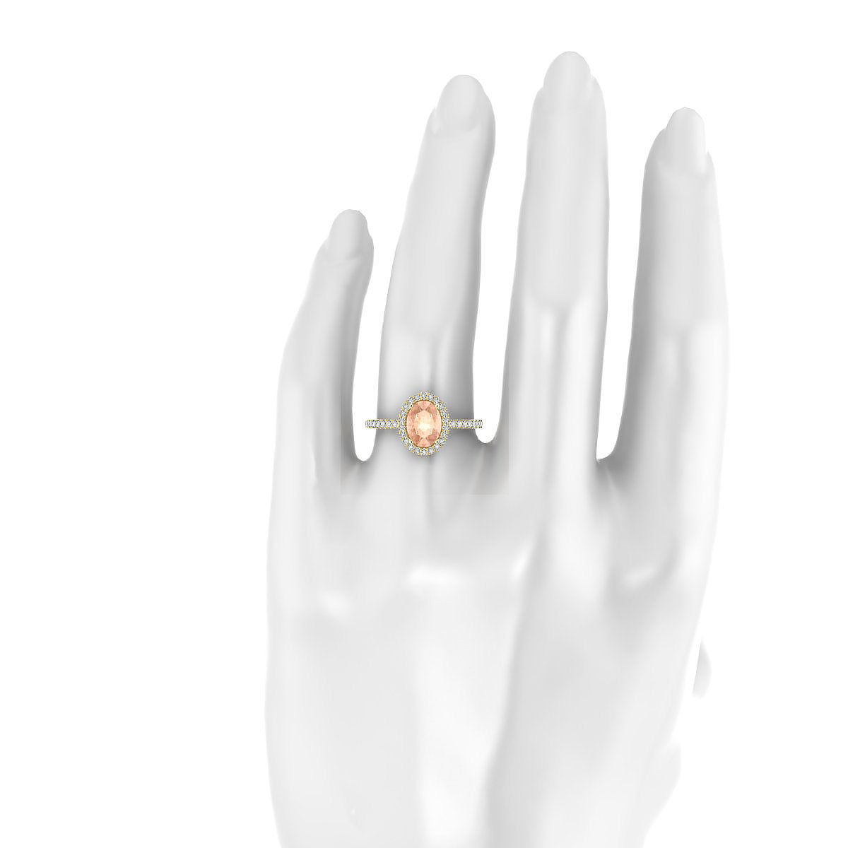 Sunrise | 18k Yellow Gold 8 x 6 mm Oval Morganite Ring