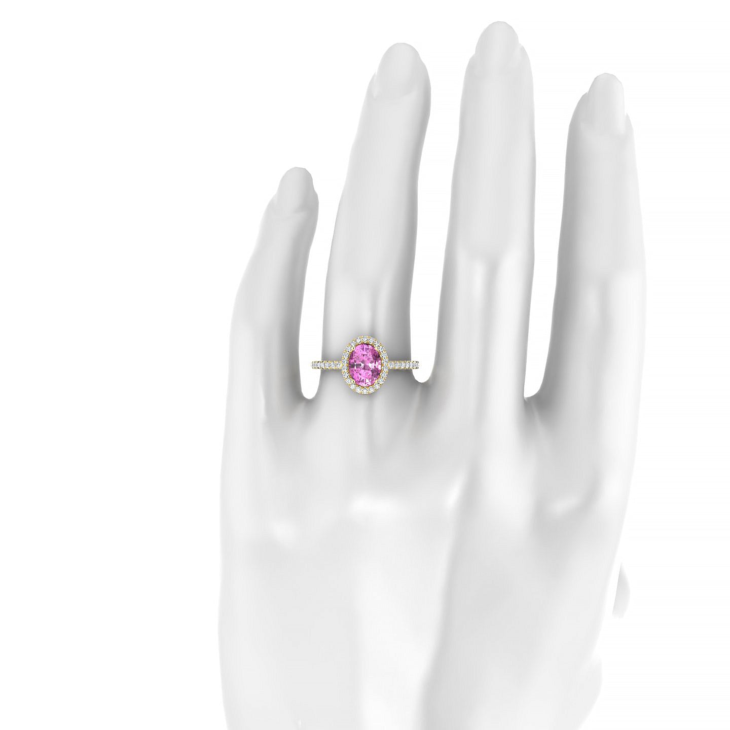 Sunrise | 18k Yellow Gold 8 x 6 mm Oval Pink Sapphire Ring