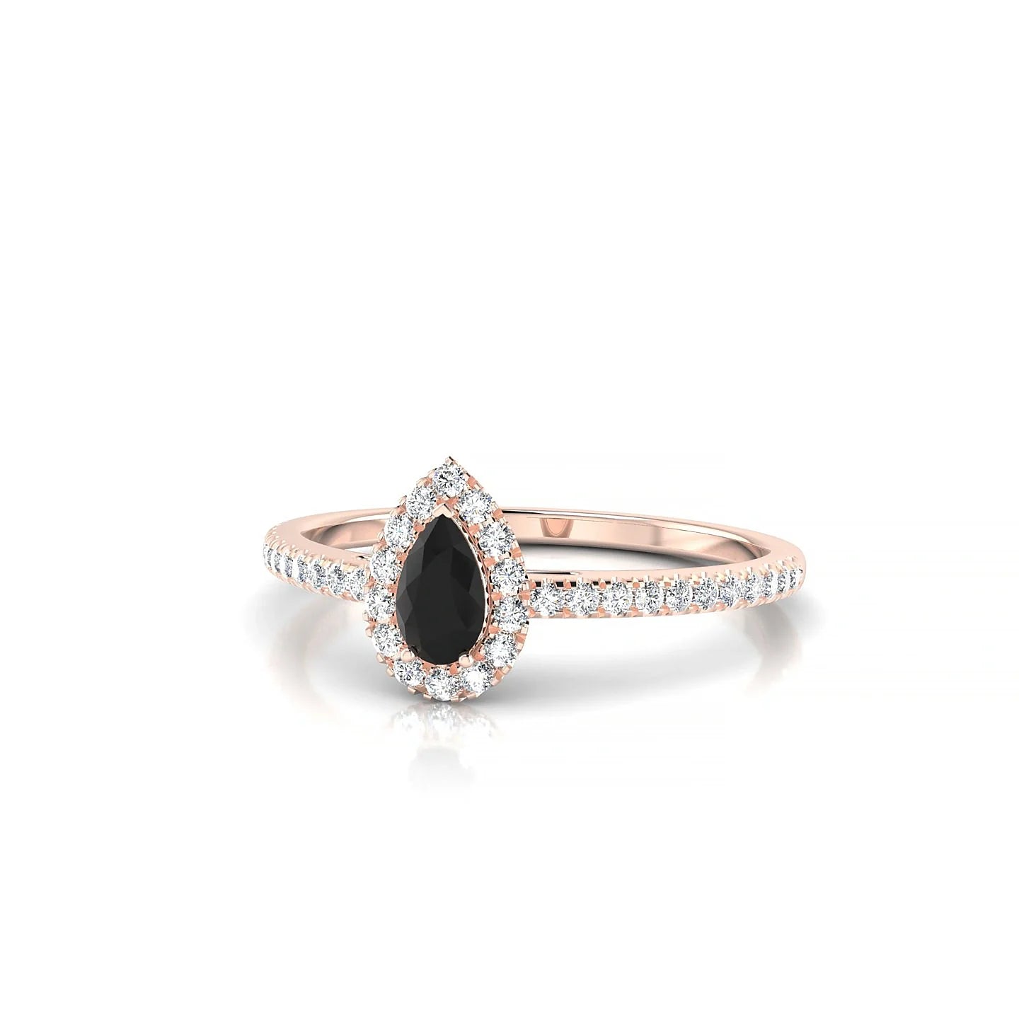 Sunrise | 18k Rose Gold 5 x 3 mm Pear Black Diamond Ring