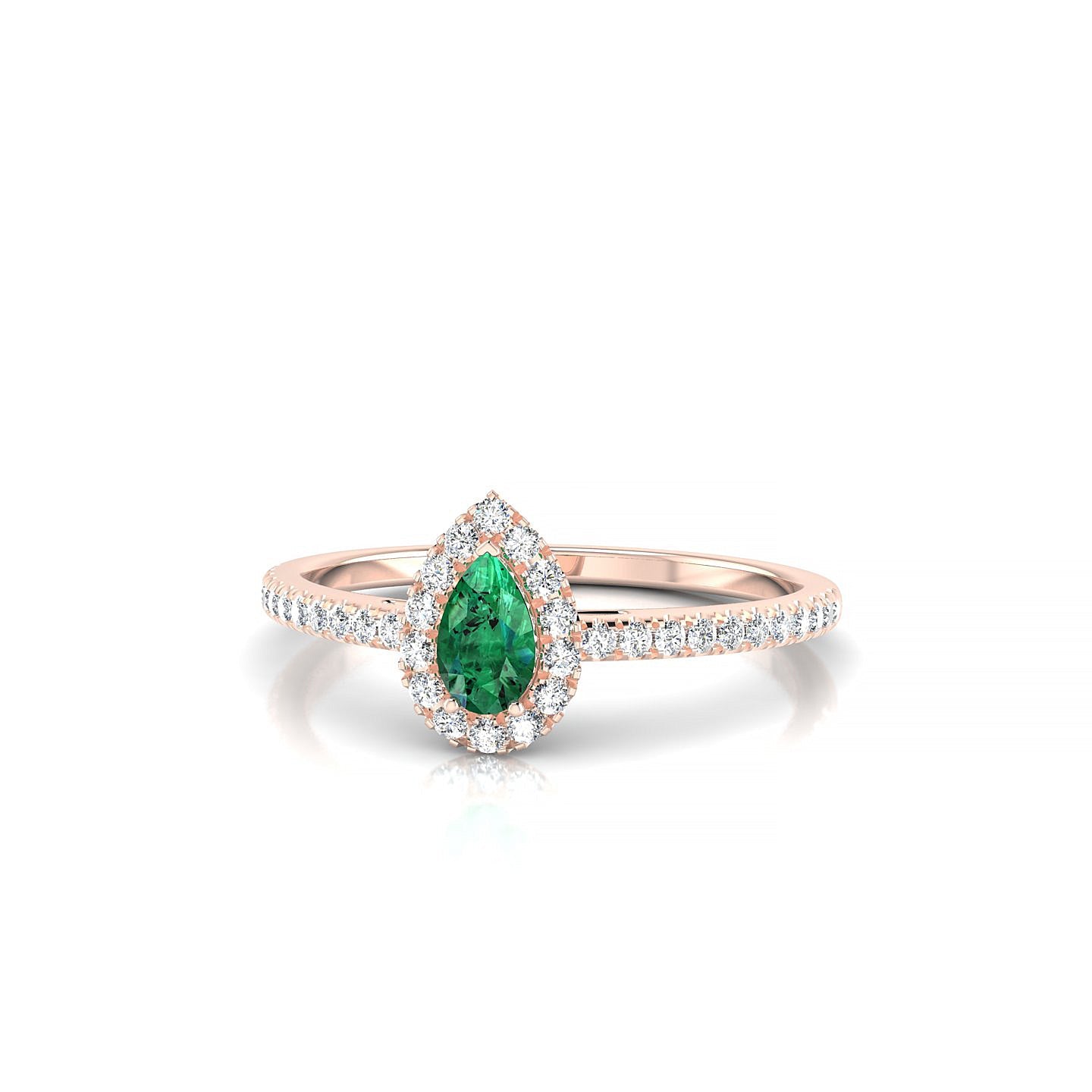 Sunrise | 18k Rose Gold 5 x 3 mm Pear Emerald Ring