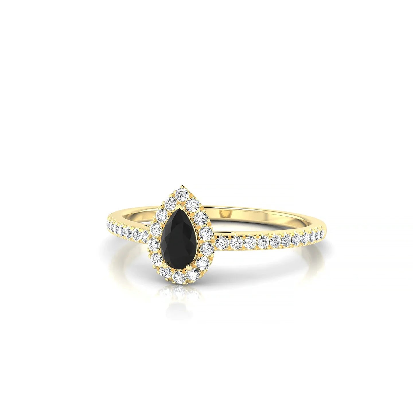 Sunrise | 18k Yellow Gold 5 x 3 mm Pear Black Diamond Ring