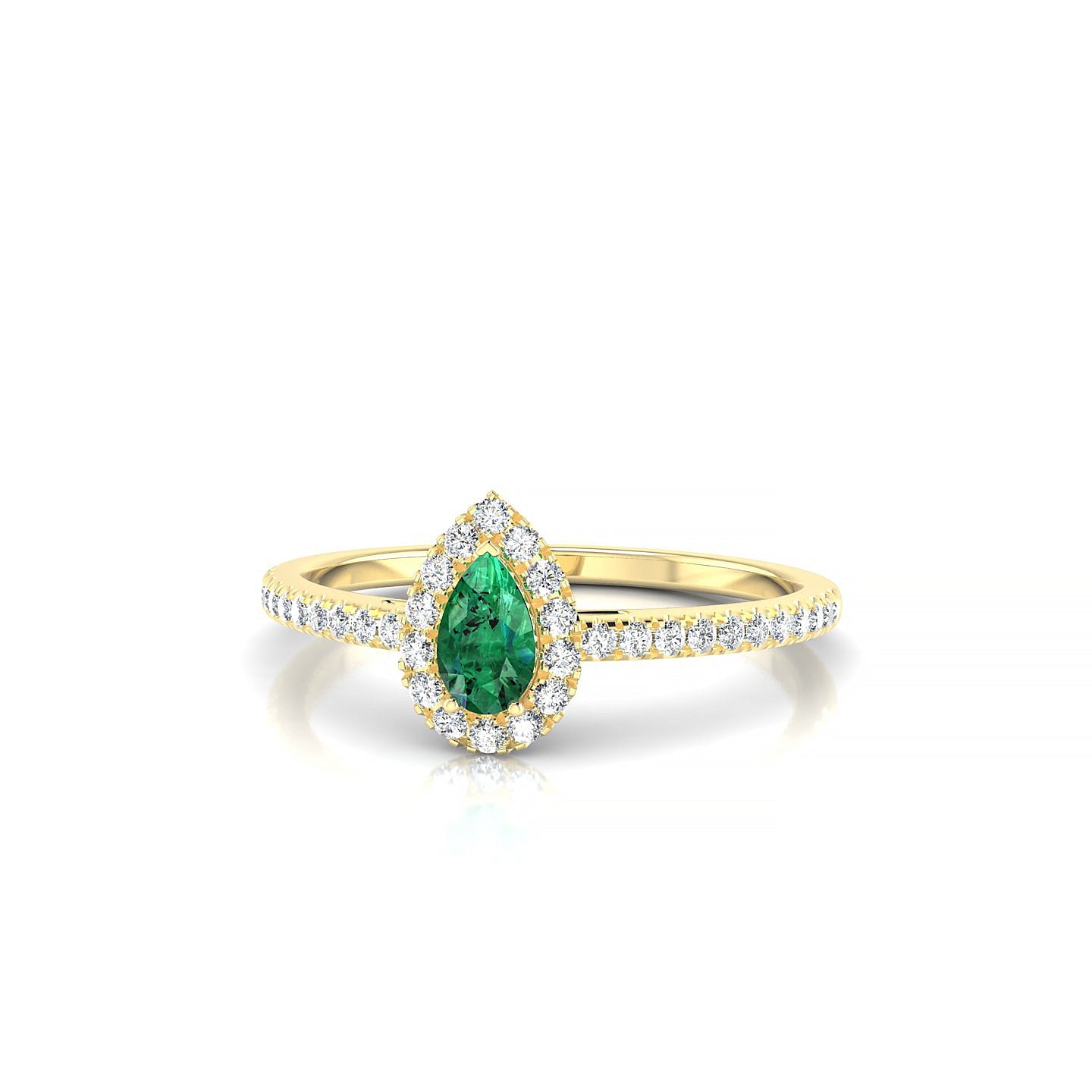 Sunrise | 18k Yellow Gold 5 x 3 mm Pear Emerald Ring