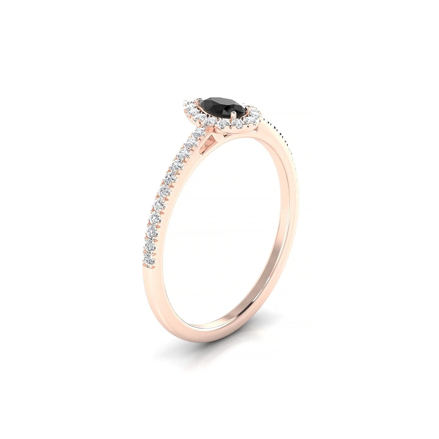 Sunrise | 18k Rose Gold 5 x 3 mm Pear Black Diamond Ring