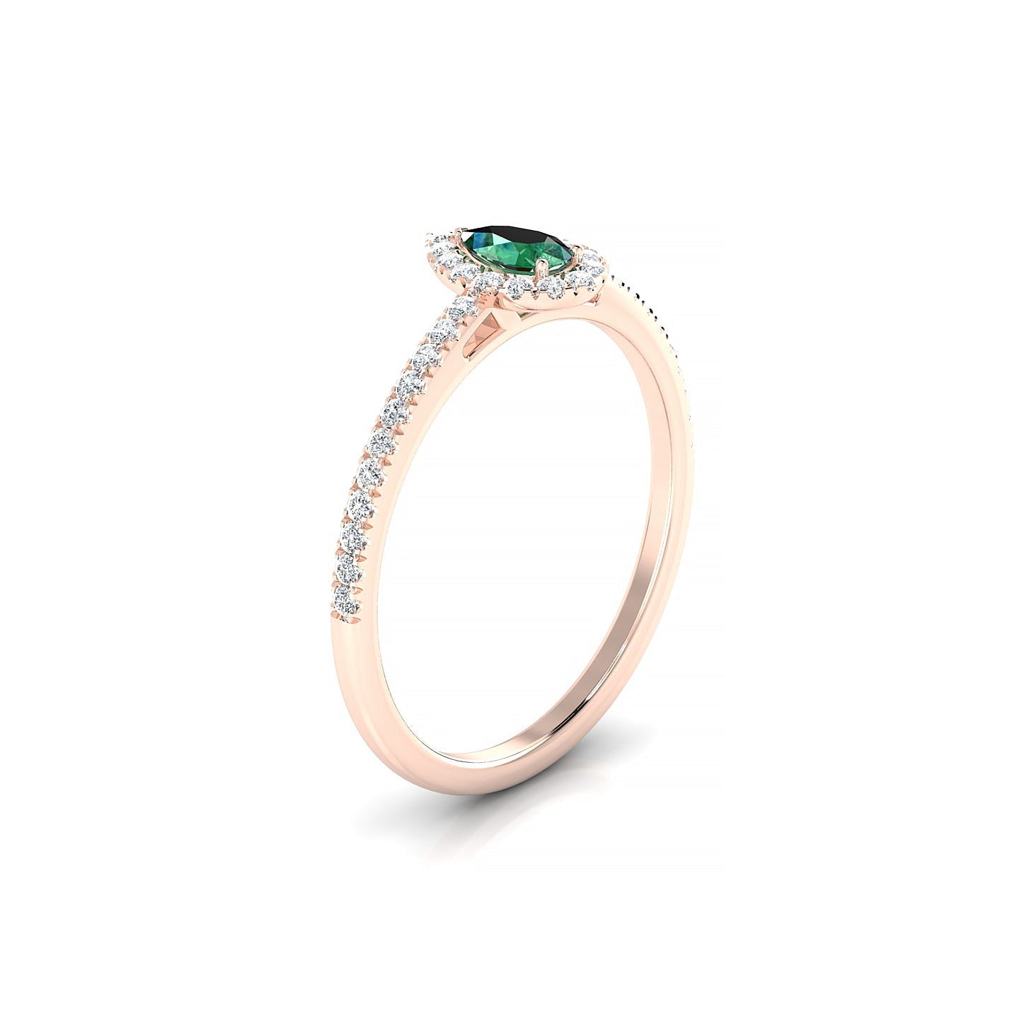 Sunrise | 18k Rose Gold 5 x 3 mm Pear Emerald Ring