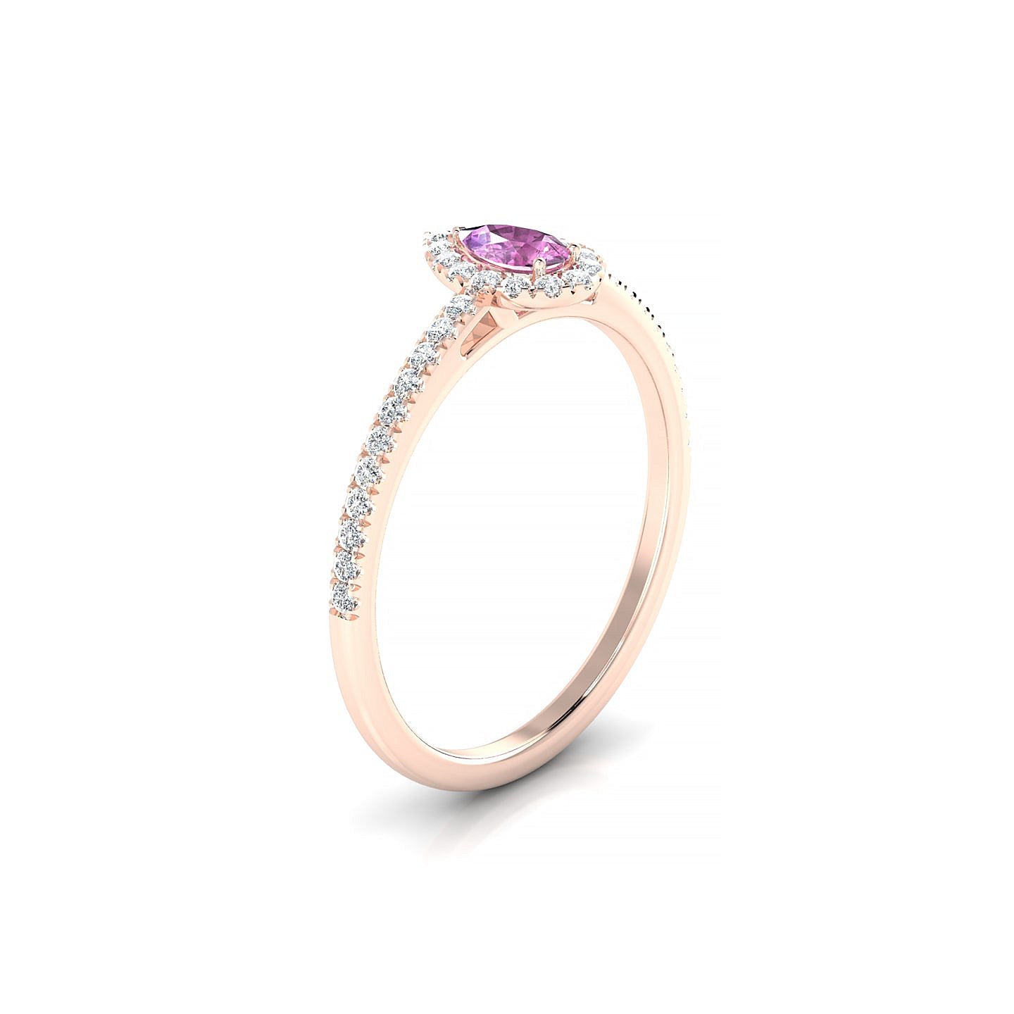 Sunrise | 18k Rose Gold 5 x 3 mm Pear Pink Sapphire Ring