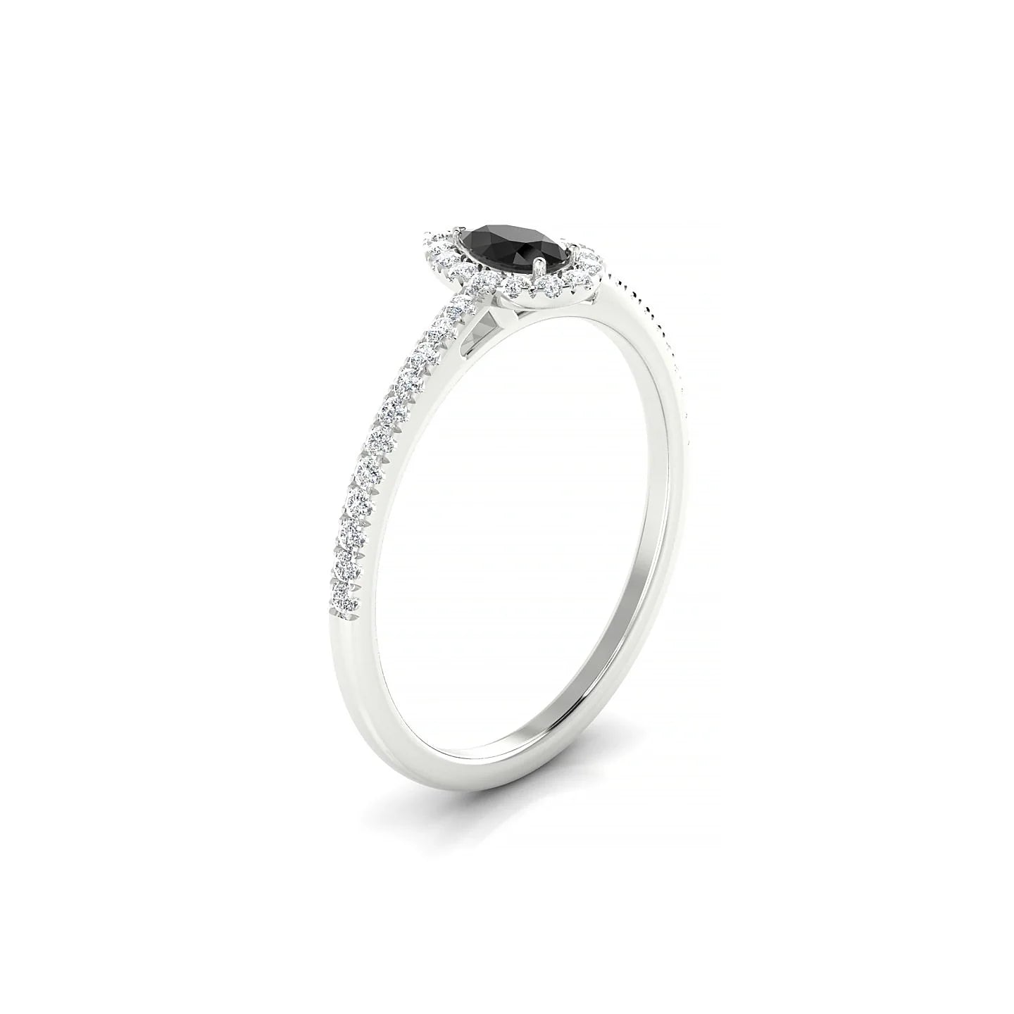 Sunrise | 18k White Gold 5 x 3 mm Pear Black Diamond Ring