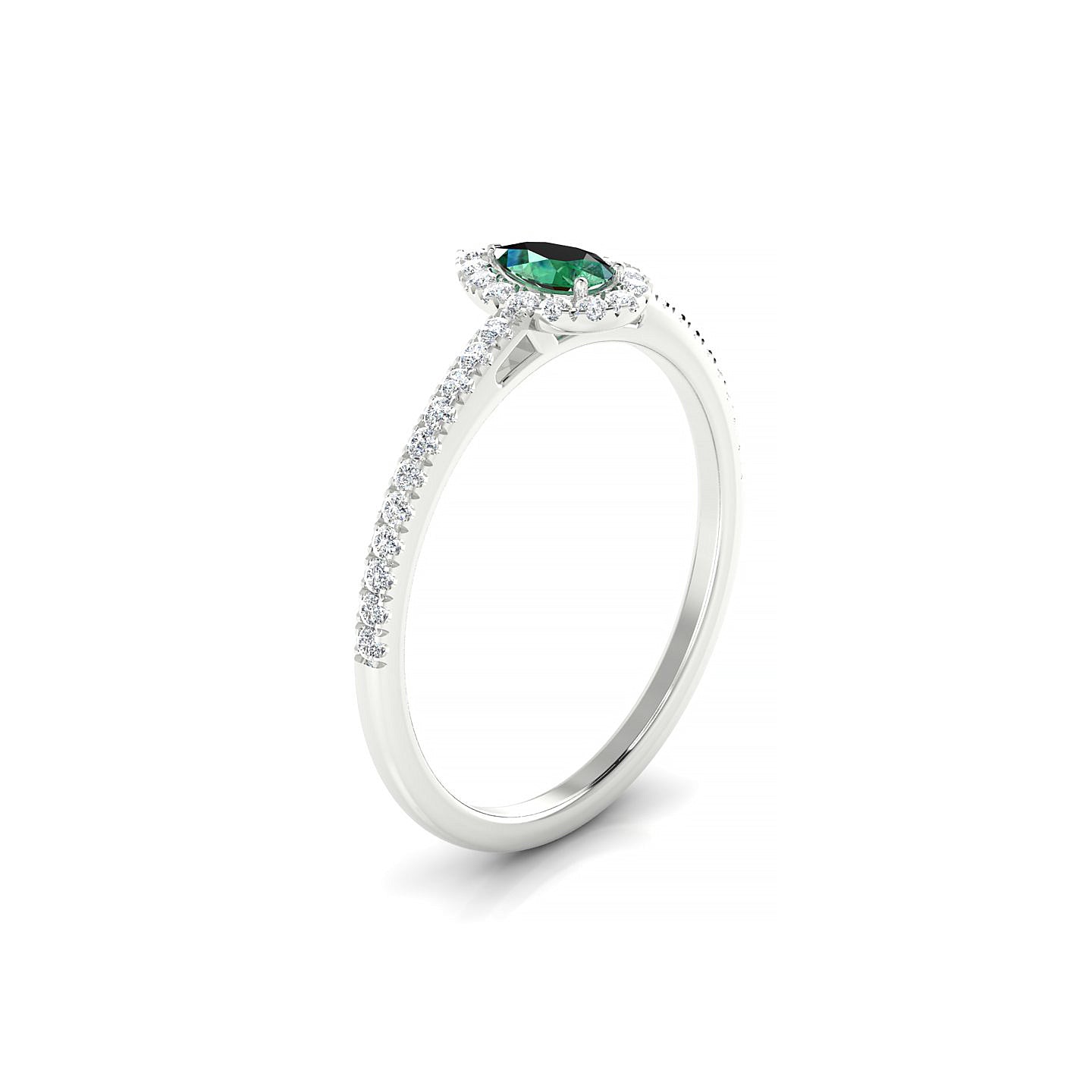 Sunrise | 18k White Gold 5 x 3 mm Pear Emerald Ring