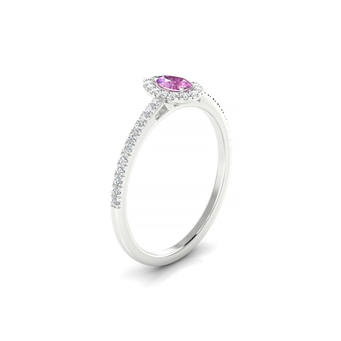 Sunrise | 18k White Gold 5 x 3 mm Pear Pink Sapphire Ring
