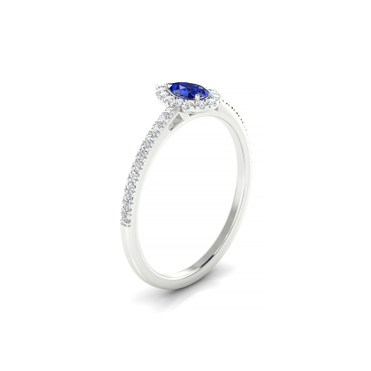 Sunrise | 18k White Gold 5 x 3 mm Pear Sapphire Ring
