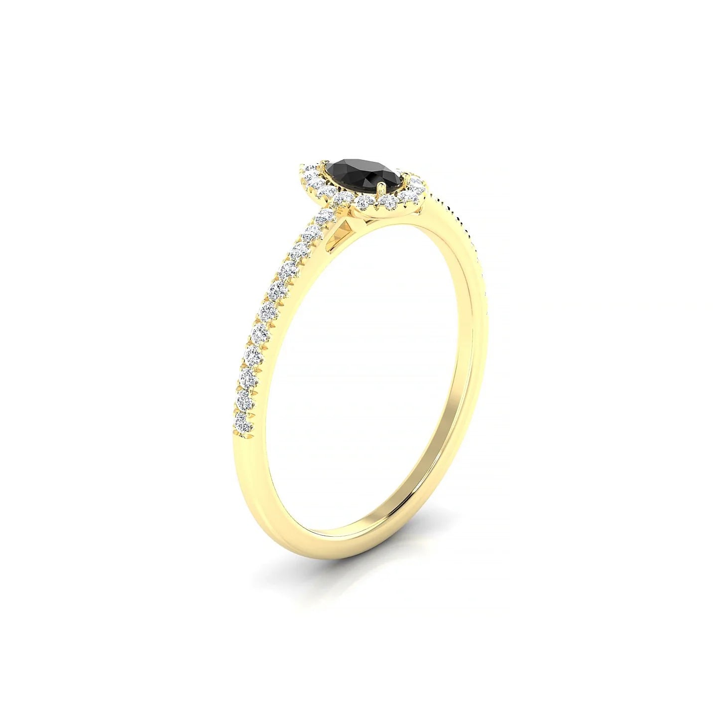 Sunrise | 18k Yellow Gold 5 x 3 mm Pear Black Diamond Ring