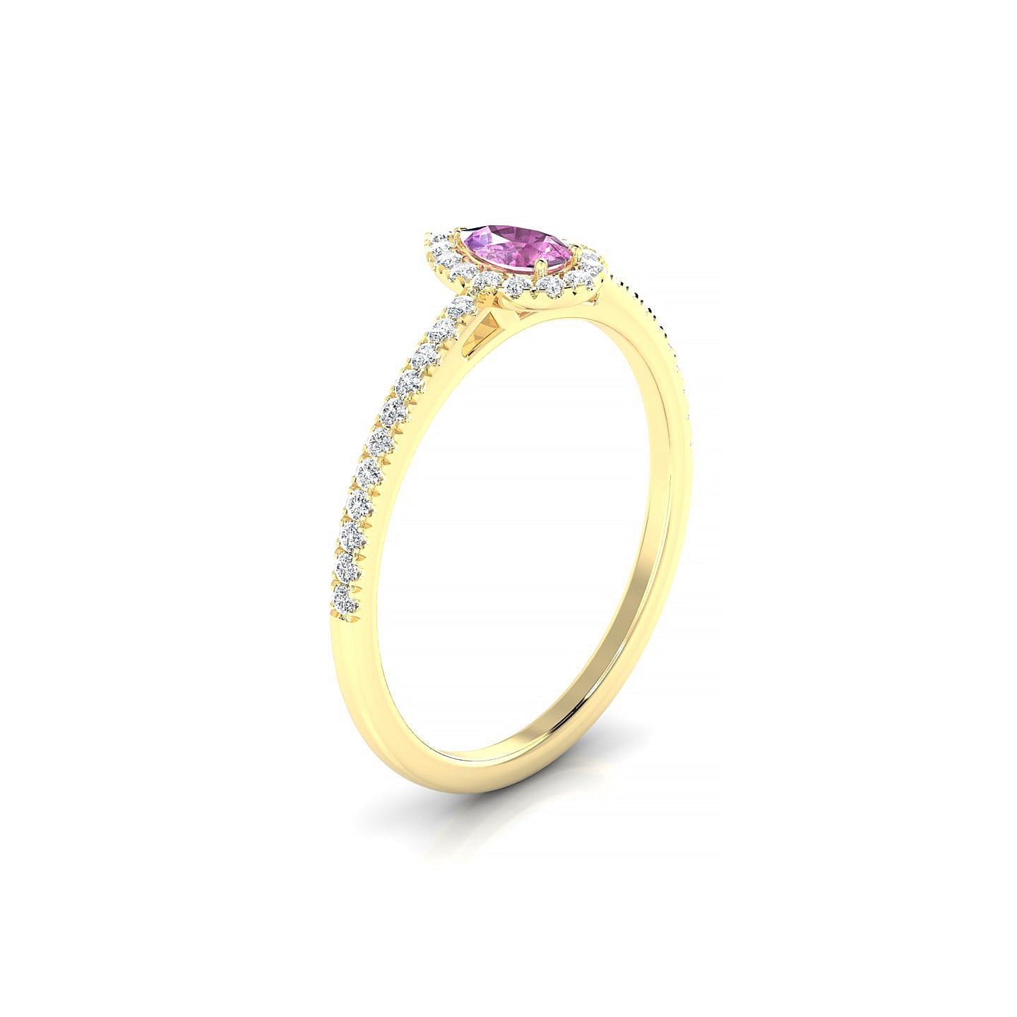 Sunrise | 18k Yellow Gold 5 x 3 mm Pear Pink Sapphire Ring