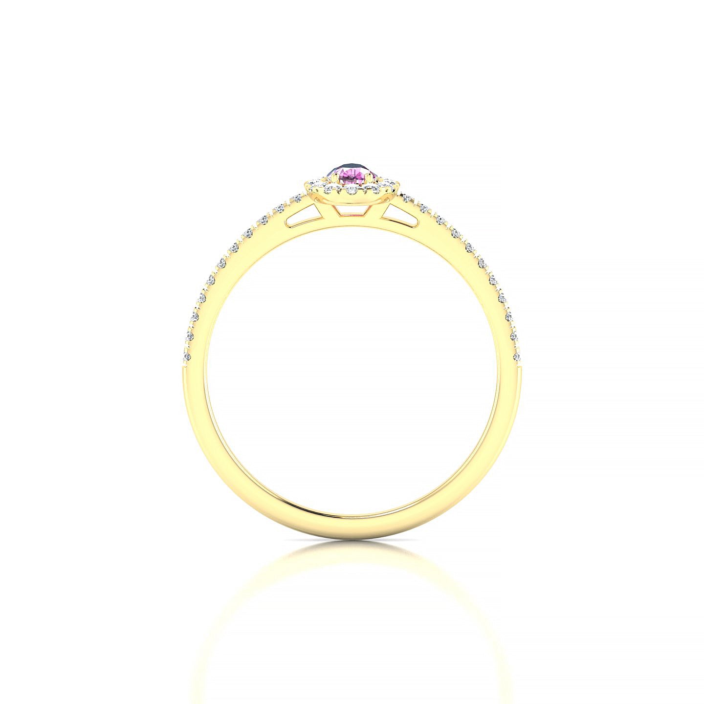 Sunrise | 18k Yellow Gold 5 x 3 mm Pear Pink Sapphire Ring