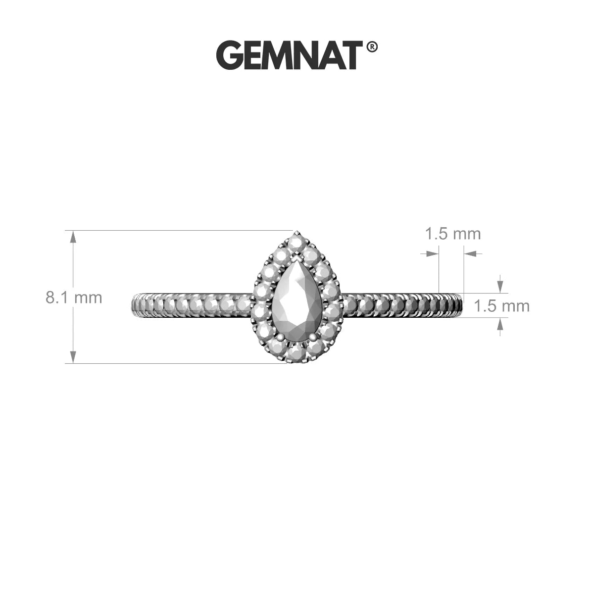 Sunrise | 18k White Gold 5 x 3 mm Pear Black Diamond Ring