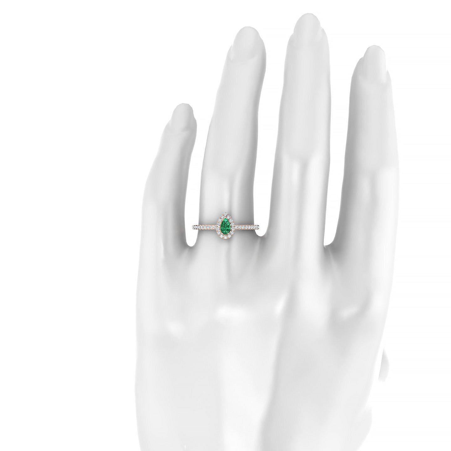 Sunrise | 18k Rose Gold 5 x 3 mm Pear Emerald Ring