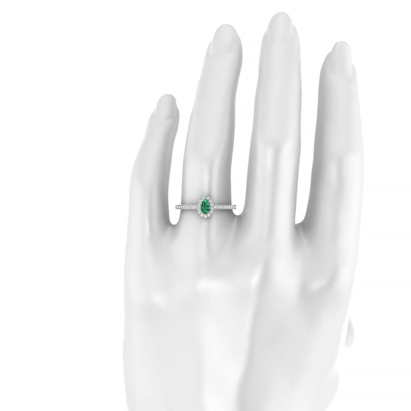 Sunrise | 18k White Gold 5 x 3 mm Pear Emerald Ring