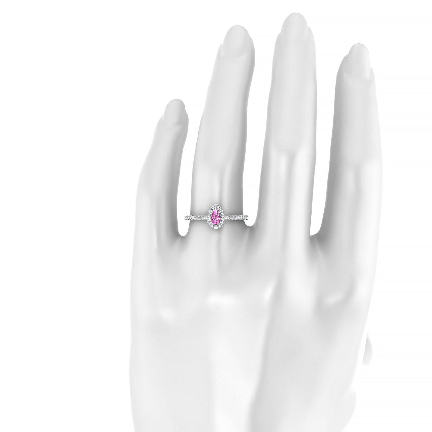 Sunrise | 18k White Gold 5 x 3 mm Pear Pink Sapphire Ring
