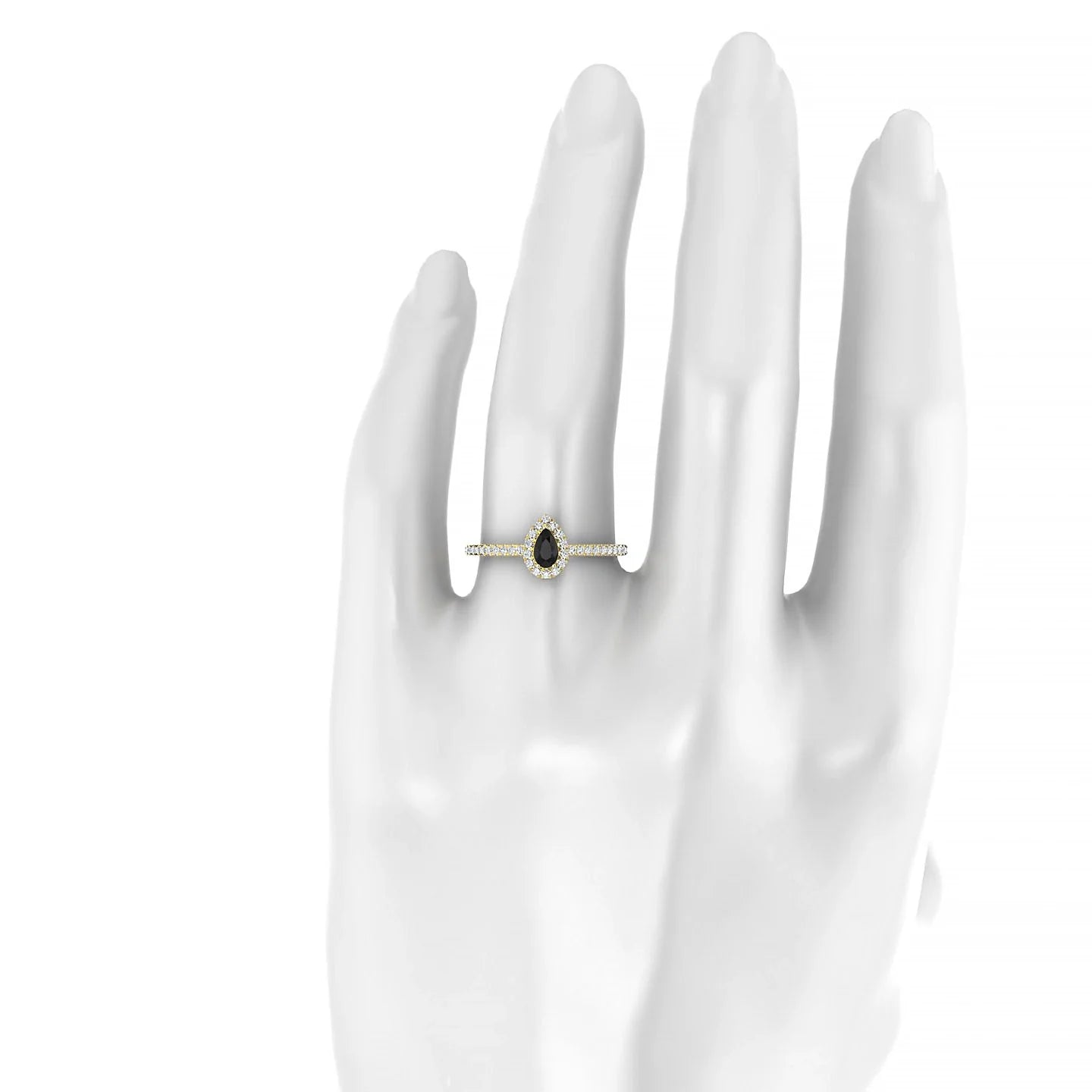 Sunrise | 18k Yellow Gold 5 x 3 mm Pear Black Diamond Ring