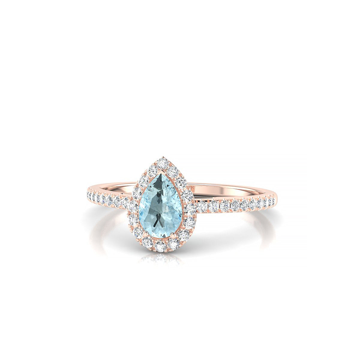 Sunrise | 18k Rose Gold 6 x 4 mm Pear Aquamarine Ring