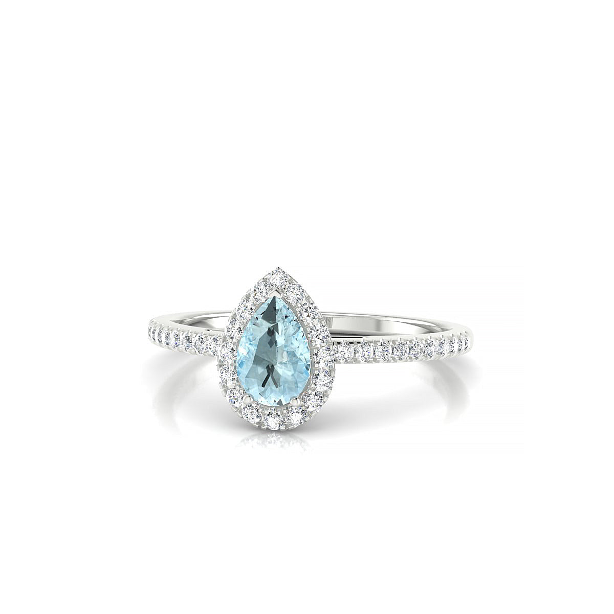 Sunrise | 18k White Gold 6 x 4 mm Pear Aquamarine Ring