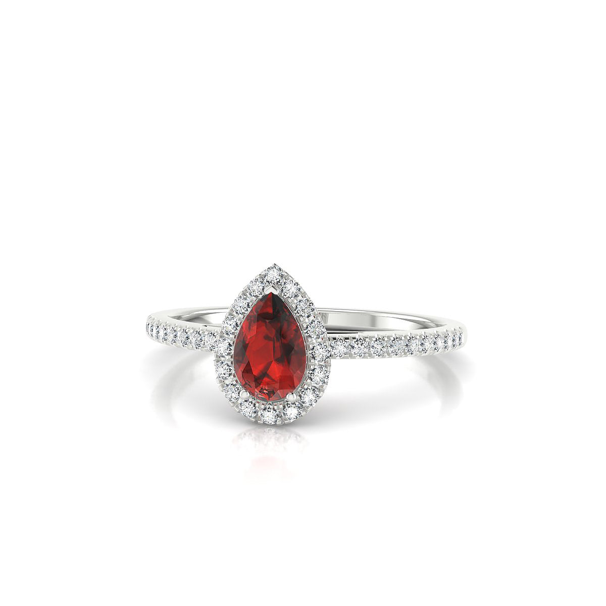 Sunrise | 18k White Gold 6 x 4 mm Pear Garnet Ring