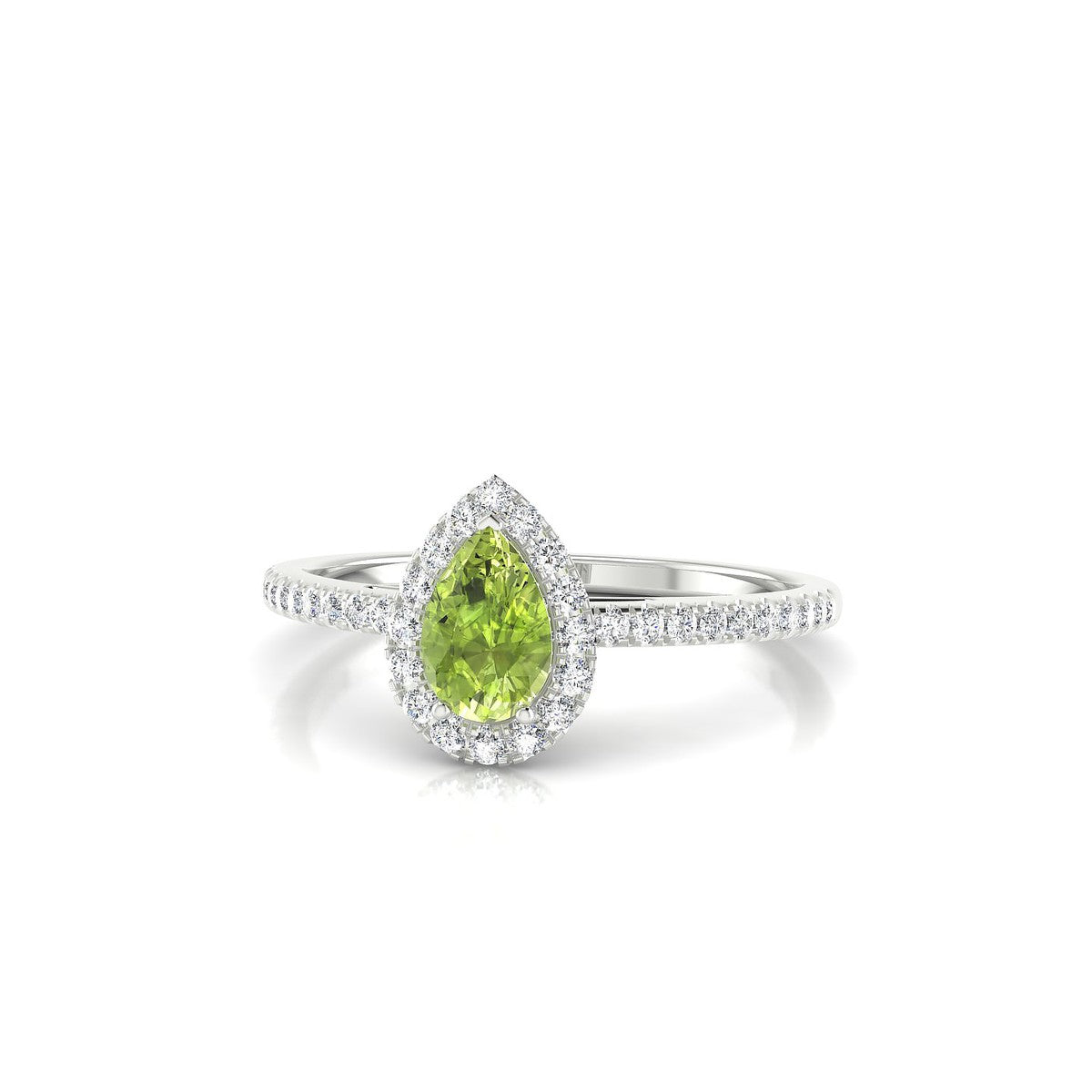 Sunrise | 18k White Gold 6 x 4 mm Pear Peridot Ring