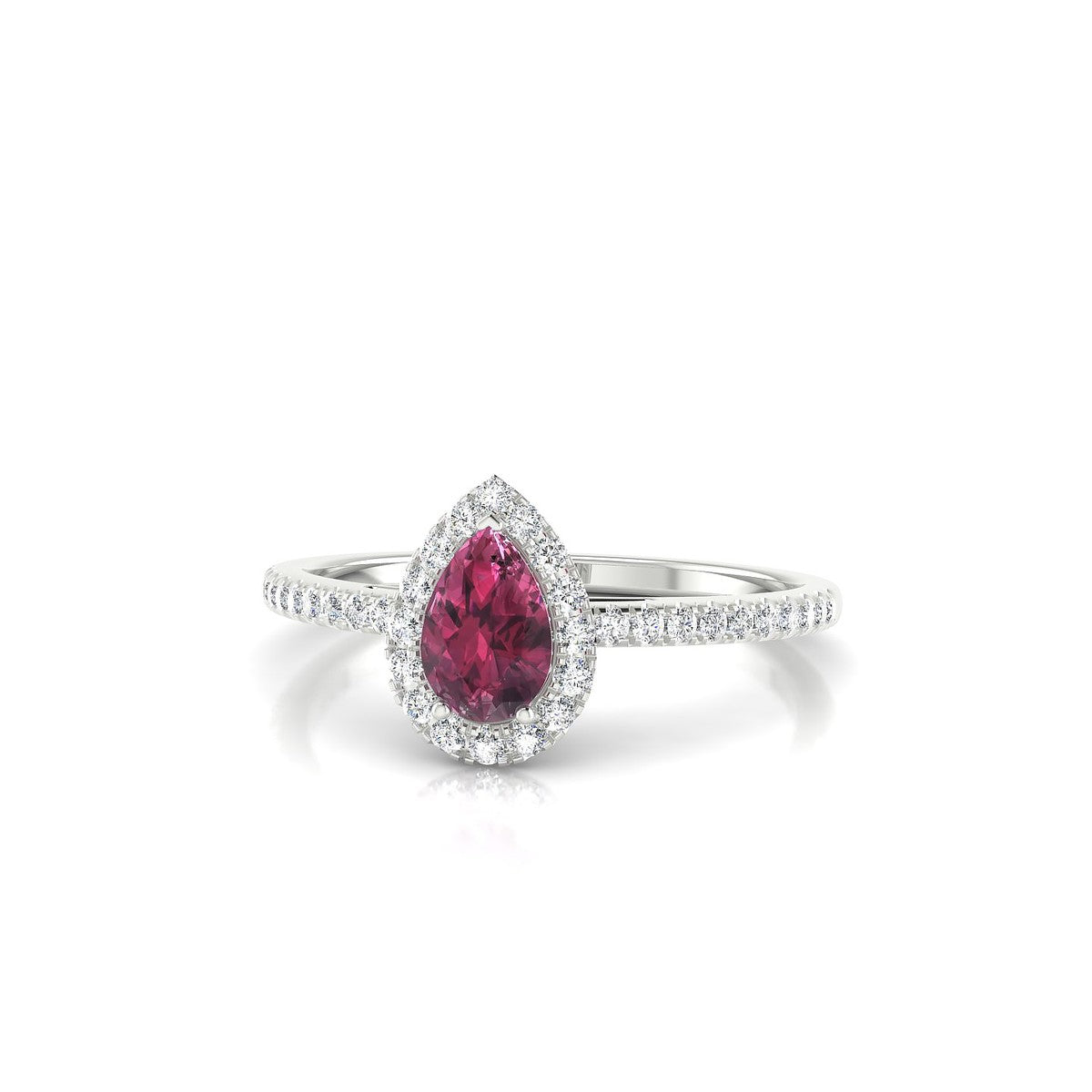 Sunrise | 18k White Gold 6 x 4 mm Pear Rhodolite Ring